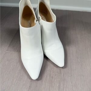 Michael Kors white heel booties.  Size 8.